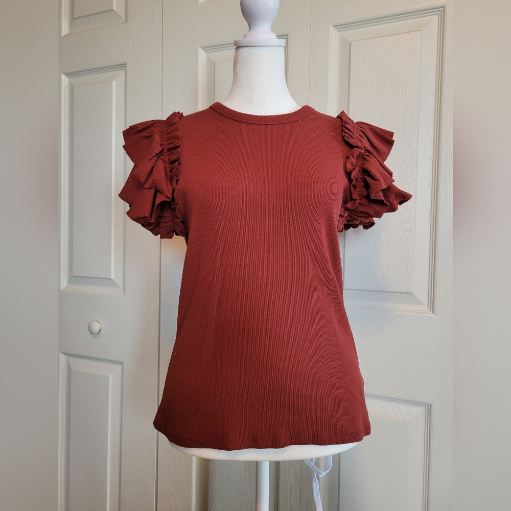 Express Flutter Sleeve Top M